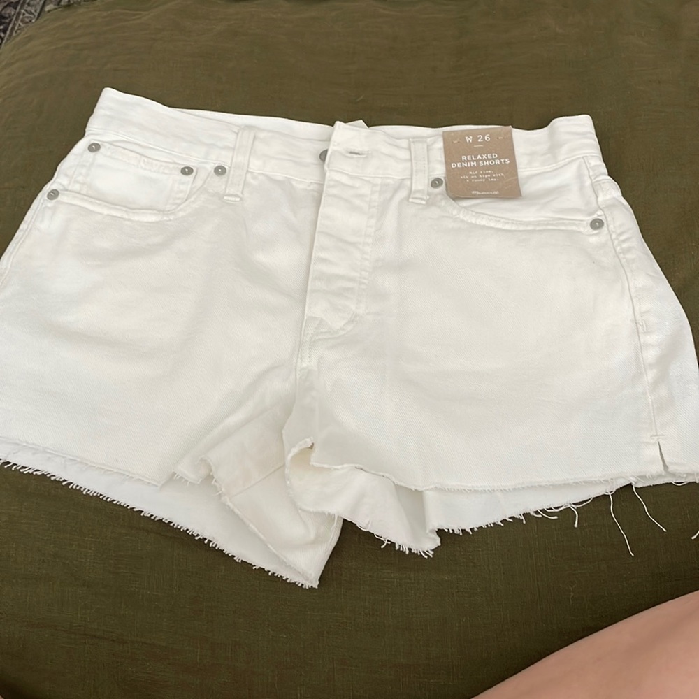 Madewell white jean shorts